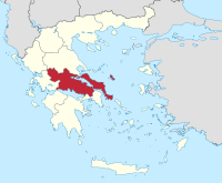 Lage der Region Mittelgriechenland innerhalb Griechenlands
