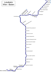 Netz der Lokalbahn Wien–Baden