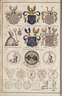 verschiedene Formen des Wappens der Familie Bülow (1780)