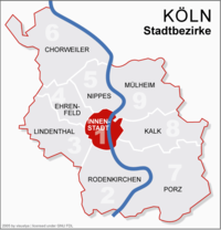 Abgrenzung Stadtbezirk Innenstadt in Köln