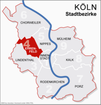 Abgrenzung des Stadtbezirks Ehrenfeld in Köln