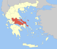 Lage der Verwaltungregion Mittelgriechenland innerhalb Griechenlands