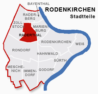 Lage des Stadtteils Raderthal im Stadtbezirk 2