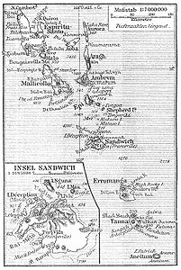 Karte der Neuen Hebriden von 1905