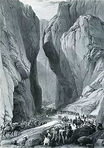 Britische Truppen durchqueren 1839 den Bolan-Pass