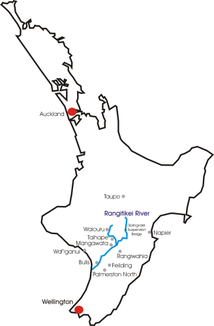 Lage des Rangitikei River auf der Nordinsel Neuseelands