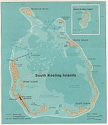 Karte der Kokosinseln mit West Island