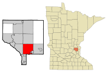 Lage der Stadt im Anoka County und in Minnesota