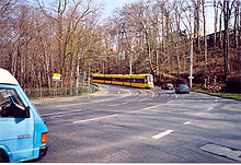 Die Bundesstraße 6 am Ende der Bautzner Straßeund Beginn der Bautzner Landstraße in Dresden
