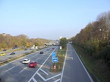 Bundesautobahn 96 bei der Ausfahrt München-Blumenau