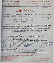 farbiger Scan des Telegramms mit Unterschriften