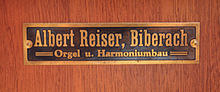 Blitzenreute Pfarrkirche Reiser-Orgel Schild.jpg