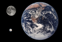 Größenvergleich zwischen Erde, Mond und Ceres