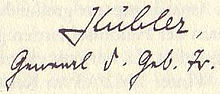 Unterschrift von Kübler „Kübler, General d. Geb.Tr.“