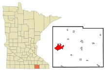 Lage von Austin im Mover County und in Minnesota