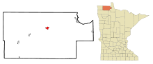 Lage der Stadt im County und in Minnesota