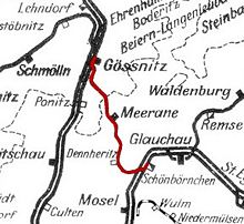 Strecke der Bahnstrecke Glauchau–Gößnitz