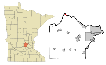 Lage von Clearwater in Minnesota und im Wright County