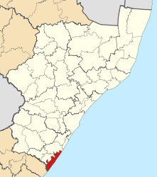 Map of KwaZulu-Natal with Hibiscus Coast highlighted (2011).svg