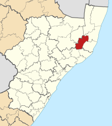 Map of KwaZulu-Natal with Hlabisa highlighted (2011).svg