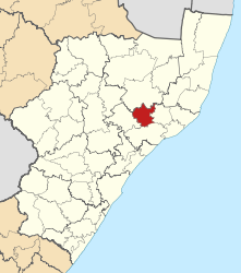 Map of KwaZulu-Natal with Mthonjaneni highlighted (2011).svg