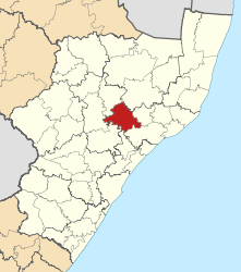 Map of KwaZulu-Natal with Nkandla highlighted (2011).svg