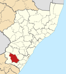 Map of KwaZulu-Natal with Umzimkhulu highlighted (2011).svg