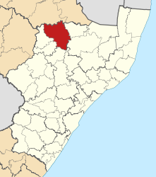 Map of KwaZulu-Natal with eMadlangeni highlighted (2011).svg