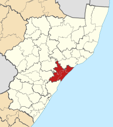 Map of KwaZulu-Natal with iLembe highlighted (2011).svg