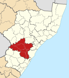 Map of KwaZulu-Natal with uMgungundlovu highlighted (2011).svg