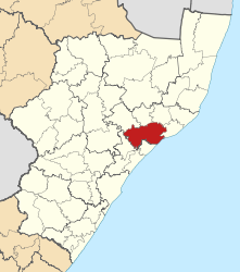 Map of KwaZulu-Natal with uMlalazi highlighted (2011).svg