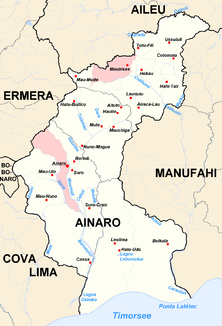 Die Quelle des Colihuno liegt im Norden Ainaros und die Mündung des Caraulun an der Grenze zu Manufahi