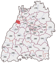 Lage des Bundestagswahlkreises Karlsruhe-Stadt in Baden-Württemberg