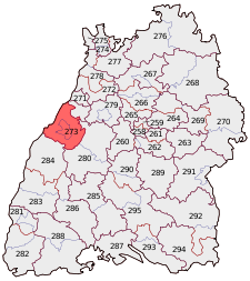 Lage des Bundestagswahlkreises Karlsruhe Stadt in Baden-Württemberg
