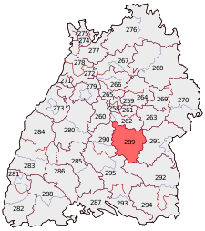 Lage des Bundestagswahlkreises Reutlingen in Baden-Württemberg