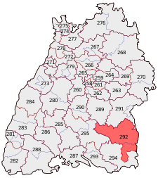 Lage des Bundestagswahlkreises Biberach in Baden-Württemberg