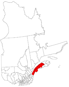 Lage der Region Bas-Saint-Laurent in Québec