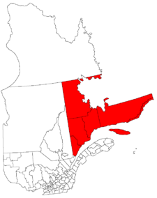 Lage der Region Côte-Nord in Québec