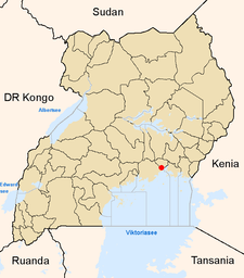 Lage von Jinja innerhalb Ugandas