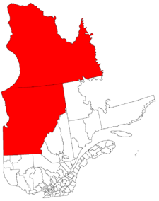 Lage der Region Nord-du-Québec in Québec