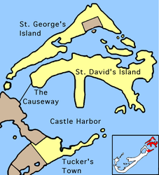 Lage von Coney Island im St. George’s Parish(Bildmitte, ganz links).