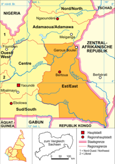 Karte der Kameruner Region Est