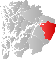 Lage der Kommune in der Provinz Hordaland