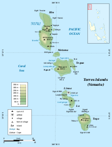 Topographische Karte der Torres-Inseln