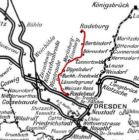 Strecke der Lößnitzgrundbahn