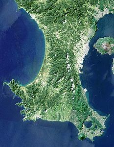 Landsat-Aufnahme der Satsuma-Halbinsel