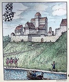 Alte Ansicht der Burg Hofen am Neckar