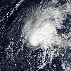 Tropischer Sturm Zeta über dem offenen Atlantik am 4. Januar 2006.