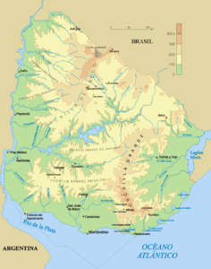 Topographische Karte Uruguays