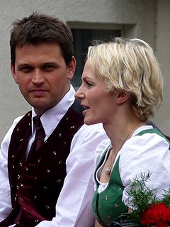 Günther Beck mit Ehefrau Martina bei ihrer Verabschiedung in Mittenwald, Mai 2010